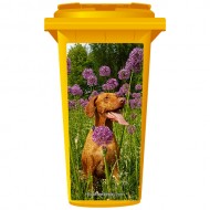 Brown Dog In The Flowers Wheelie Bin Sticker Panel